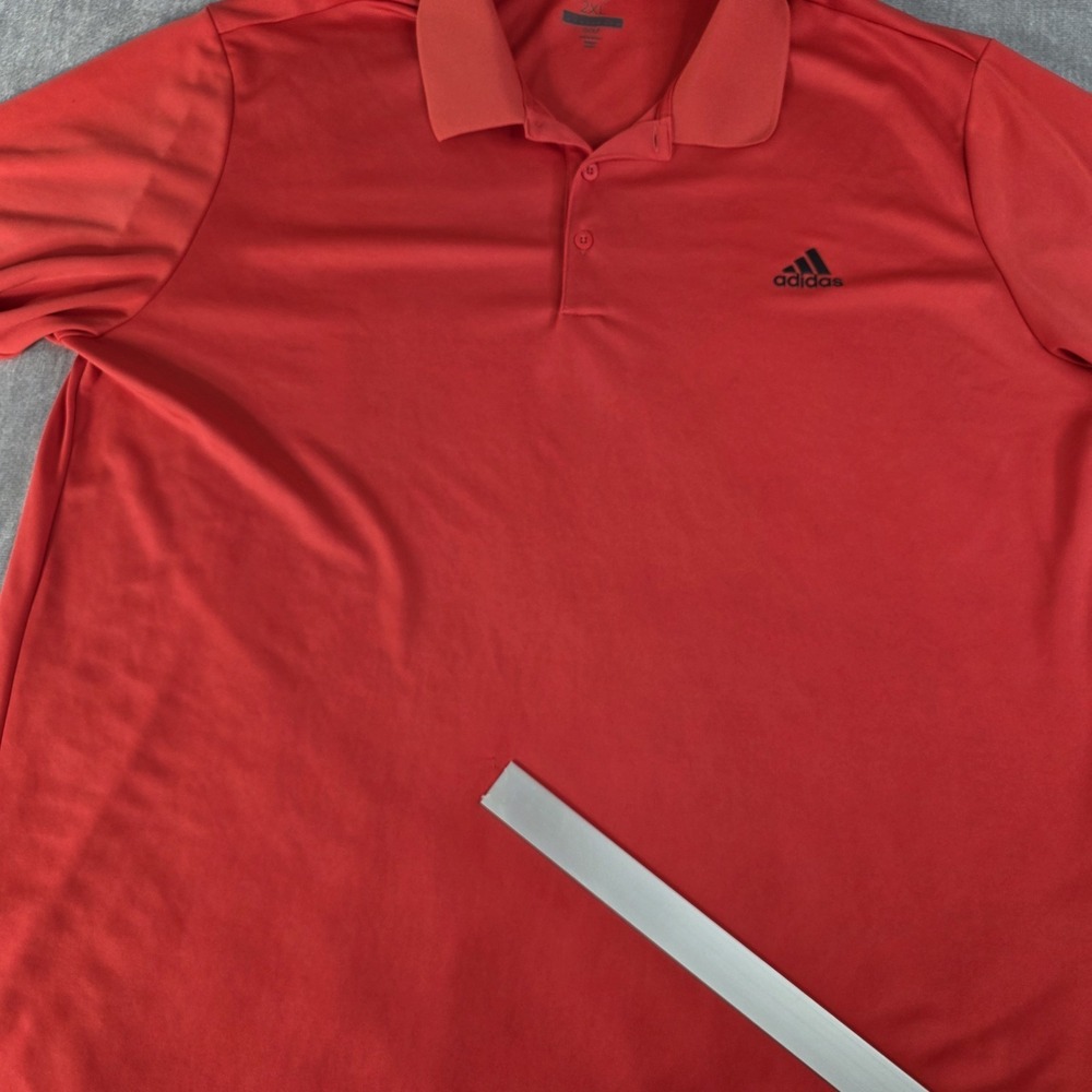 Adidas Golf Polo Shirt Mens Size 2XL Red Orange Short Sleeve Stretch Performance - Picture 7 of 8